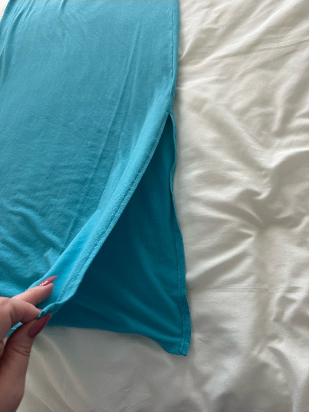 Sleeveless Teal Maxi Dress - Fitted Tank Style - Picture 4 of 7
